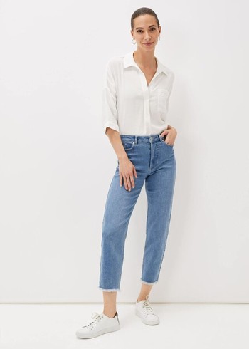 Phase Eight Petra Raw Hem Straight Leg Jeans Blue Canada | FTEIJC-615